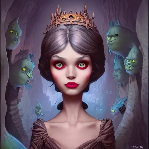 Prompt: Lofi portrait in cavern, Pixar style by Joe Fenton and Stanley Artgerm and Tom Bagshaw and Tim Burton