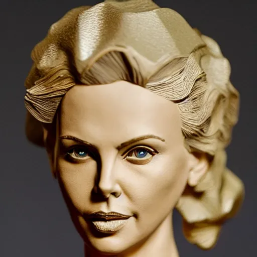 Image similar to paper statue of charlize theron