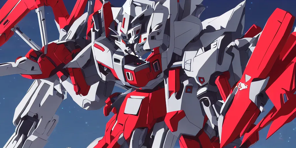 Image similar to socialist gundam communist communist communist robot with claws claws claws flying in the dawn of the humanity, anime stile, cell shading, cinematic lighting, highly detailed, bioluminscent, plasma