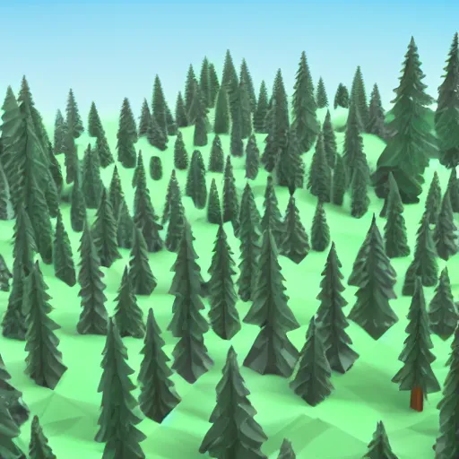 Prompt: a forest of 3d low poly trees, high quality, mobile game