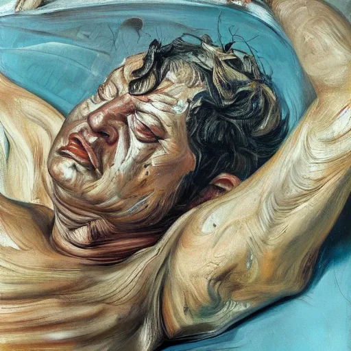 Prompt: high quality high detail painting by lucian freud and jenny saville, hd, drunk, turquoise