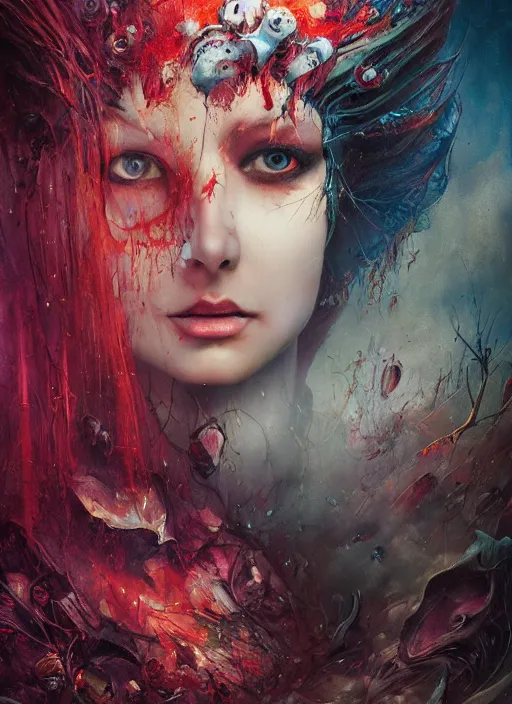 Image similar to the duchess, highly detailed, cinematic, 8 k, by megan duncanson, benjamin lacombe, adrian borda, stanley artgermm, tom bagshaw, craig mullins, carne griffiths, ayami kojima, beksinski, giger, trending on deviantart, hyper detailed, horror, full of colour