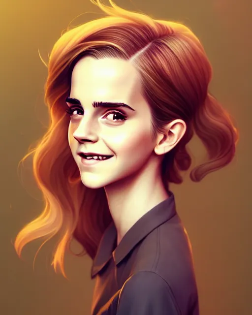 Prompt: a portrait of a beautiful full body Emma Watson smiling, pretty gold and red dress, art by lois van baarle and loish and ross tran and rossdraws and sam yang and samdoesarts and artgerm, digital art, highly detailed, intricate, sharp focus, Trending on Artstation HQ, deviantart, unreal engine 5, 4K UHD image