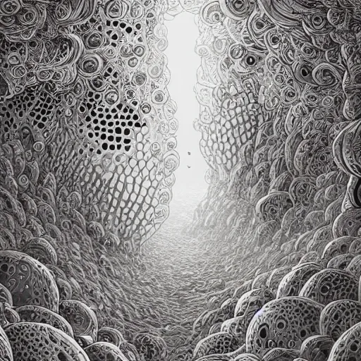 Image similar to trypophobia, digital, artstation, detailed intricate ink illustration, heavenly atmosphere, digital art, overdetailed art, concept art, complementing colors, trending on artstation, cgstudio, the most beautiful image ever created, dramatic, subtle, details, award winning artwork, beautiful scenery