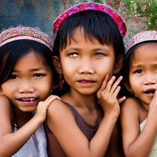 Prompt: an indonesian family portrait, hyperdetailed intricate, facial expressions, eyes, nose, lips, fingers, hand, high resolution, 4 k hd