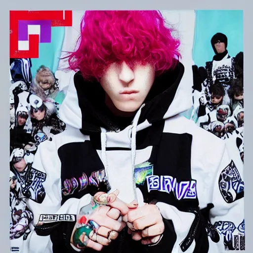 Prompt: bladee new album cover art