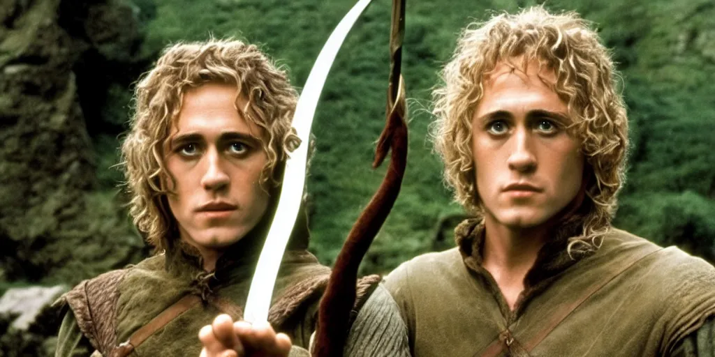 Prompt: A full color still of Roger Daltrey playing Legolas in Stanley Kubrick’s The Lord of the Rings, 35mm, 1970