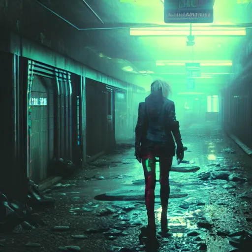 Image similar to silent hill abandoned underground subway homeless filthy horror slum low light sadness lonely. Cyberpunk 2077. CP2077. 3840 x 2160