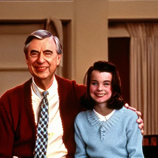 Image similar to mr. rogers visiting the Overlook Hotel