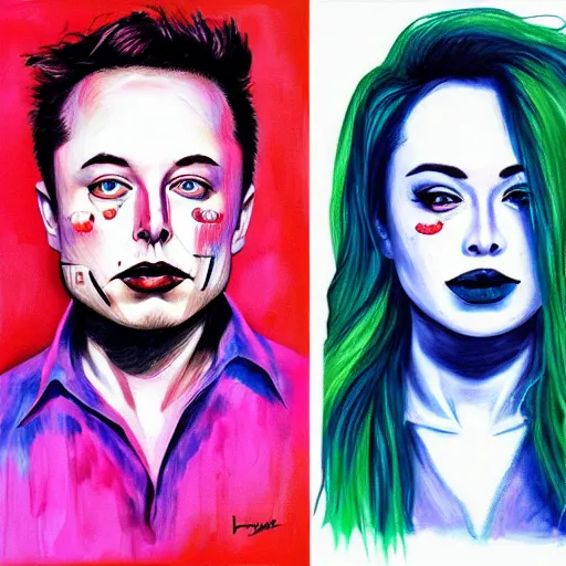 Prompt: Elon Musk painted in the style of Harumi Hironaka