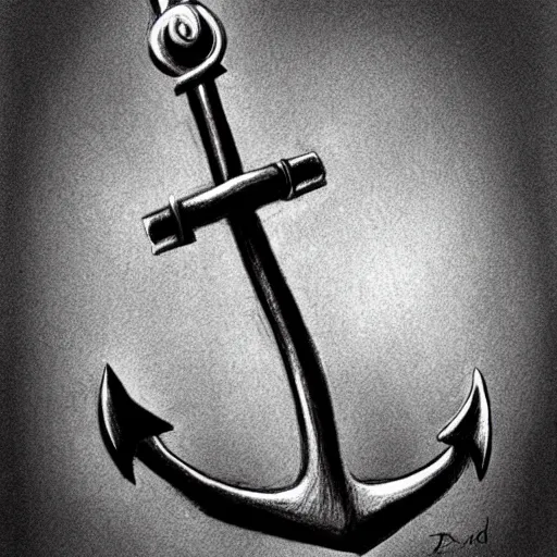 Image similar to Sketch of an anchor in a lucid dream, astonishing detail, amazing shading, award winning