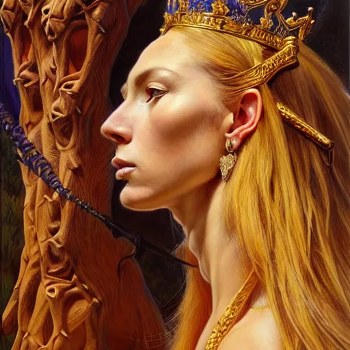 Image similar to highly detailed portrait of a majestic lioness queen in the form of a beautiful woman. d & d, art by donato giancola and evelyn de morgan and eugene delacroix and frank frazetta. trending on artstation, intricate details, energetic composition, golden ratio, concept art, illustration, elegant art, global illuminaition