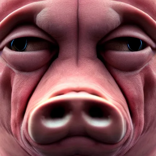 Image similar to human - pig hybrid, close up face, 8 k, hyperrealistic, trending on artstation