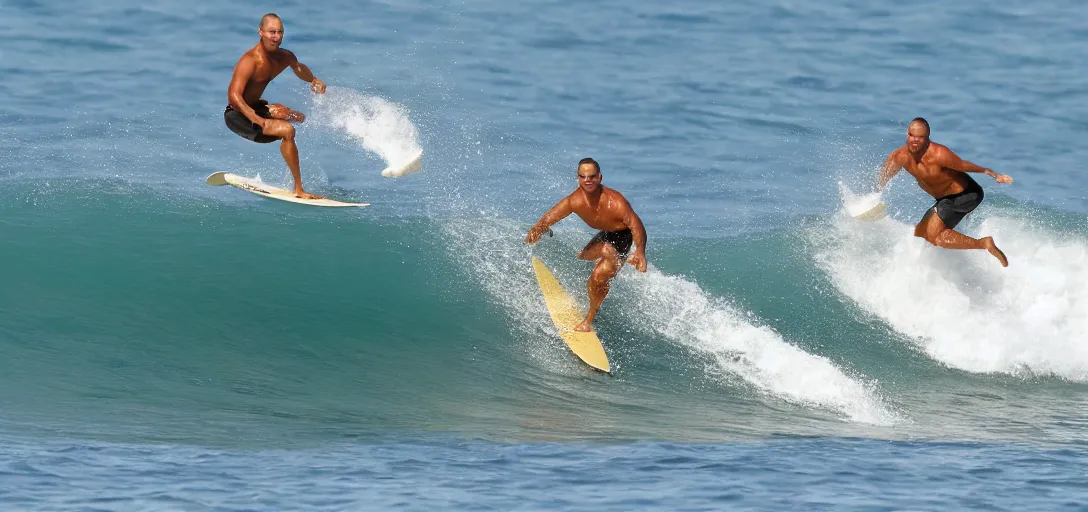 Prompt: derek jeter surfs in hawaii photographic