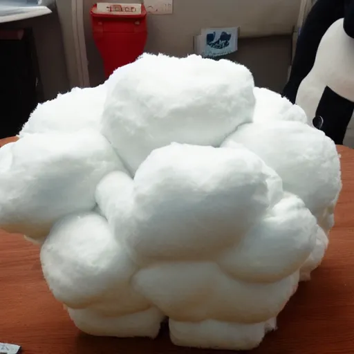 Prompt: fluffy clouds looking like stay puft marshmellow man