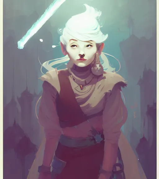 Prompt: portrait princess working as a healer, dnd character, by atey ghailan, by greg rutkowski, by greg tocchini, by james gilleard, by joe fenton, by kaethe butcher, dynamic lighting, gradient light blue, brown, blonde cream and white color scheme, grunge aesthetic