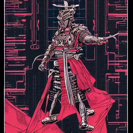 Prompt: mephisto ( 1 8 9 5 ) in cyberpunk samurai style