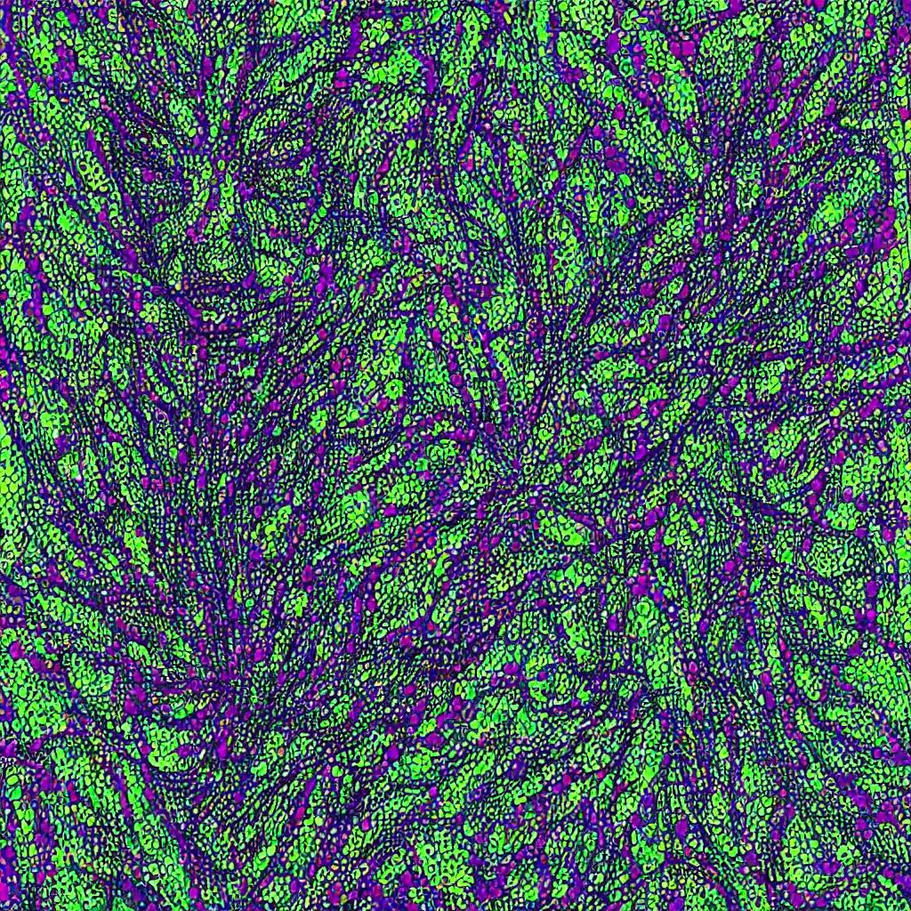 Image similar to camo made of out cannabis, smiling, abstract, maya bloch artwork, do hoang tuong artwork, cryptic, dots, stipple, lines, splotch, concrete, color tearing, uranium, neon, pitch bending, cannabis plant, faceless people, dark, ominous, eerie, minimal, points, technical, painting