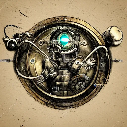 Prompt: Ultra realistic illustration of an old man cyborg steampunk sci-fi fantasy dystopian art nouveau logo