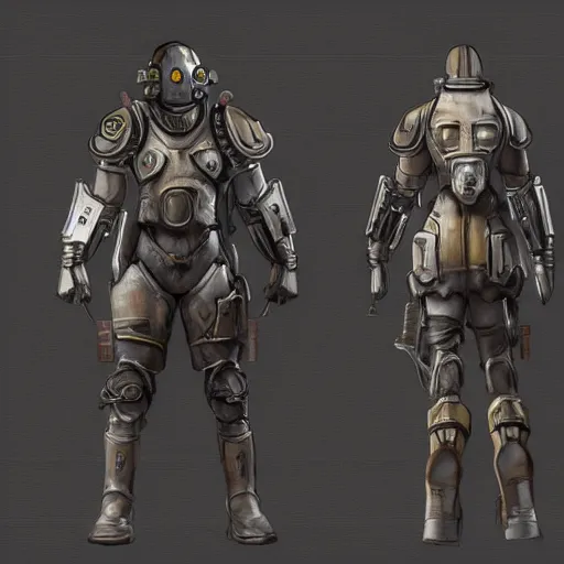 Image similar to fallout concept art armor render ultra unreal engine 5