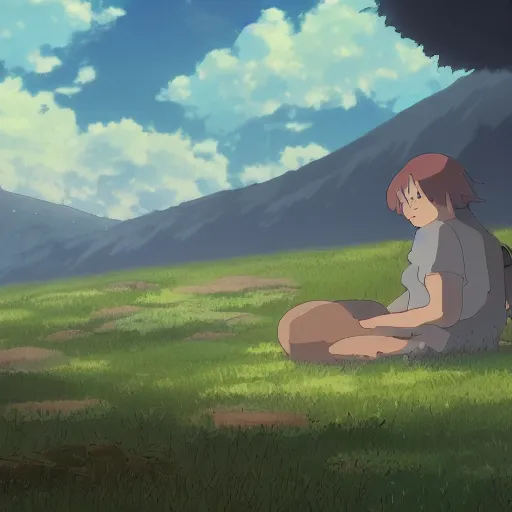 Image similar to landscape of the eternal rest, in the style of studio ghibli, award - winning, 4 k