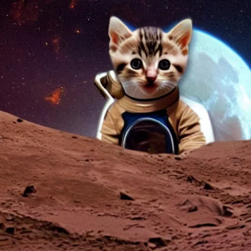 Image similar to kitten in spacesuit on Mars