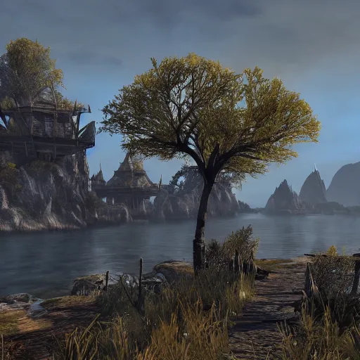 Image similar to telvanni peninsula, morrowind, elder scrolls online chapter, landscape, cinematic, unreal engine, 8 k