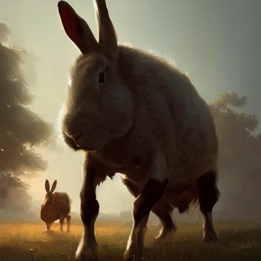 Prompt: 🐇🐮, digital Art,hyperrealist, artstation, greg rutkowski