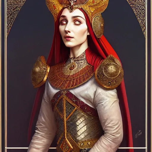 Image similar to portrait of ottoman sultan gog, female, clear face, symetrical, masculine, full body, 4 k, fantasy, intricate, elegant, highly detailed, digital painting, artstation, concept art, matte, sharp focus, illustration, art by artgerm and greg rutkowski and alphonse mucha