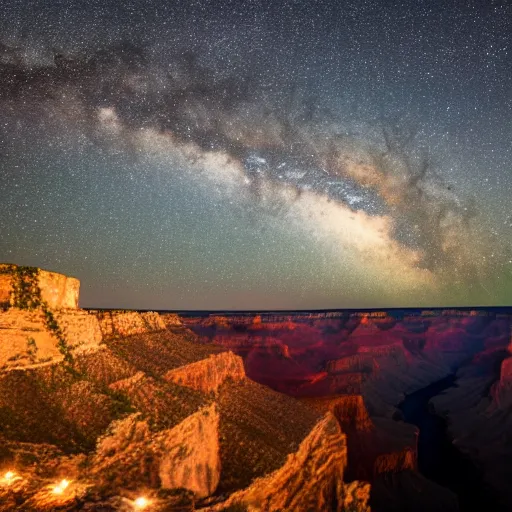 Image similar to detailed photograph of potato overlooking the grand canyon at night astrophotography