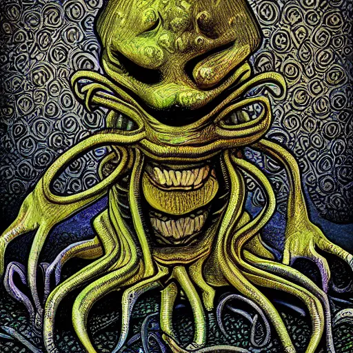 Prompt: garfield cthulhu, digital art, highly detailed, horror