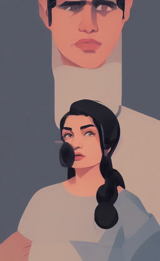 Prompt: a front view portrait of a hispanic graduate illustration by atey ghailan