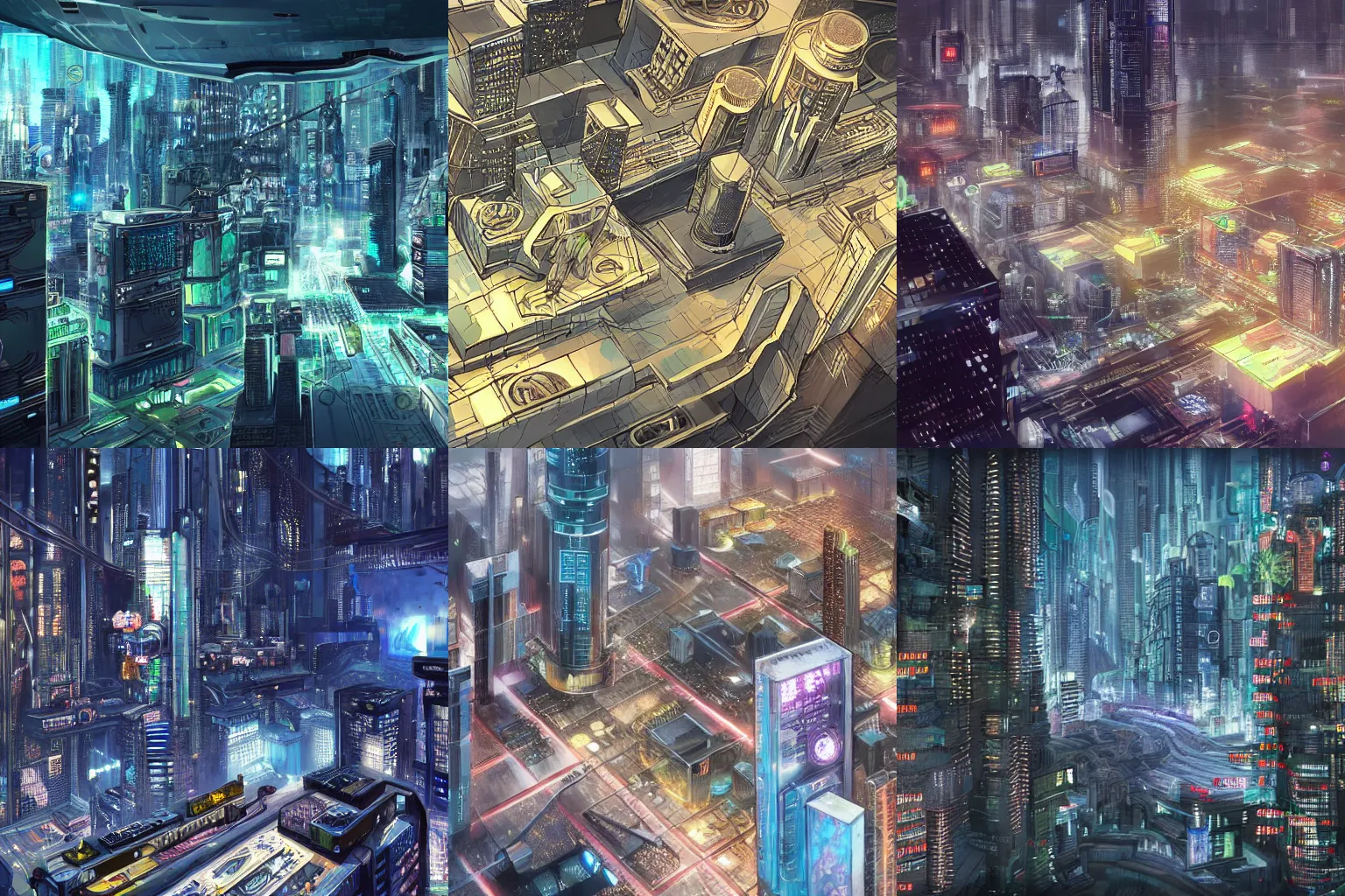 Prompt: Concept art of a futuristic Bitcoin megacity, cyberpunk highly-detailed