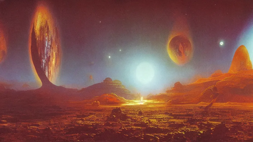 Image similar to otherworldly atmosphere of an evolving alien planet by arthur haas and bruce pennington and paul lehr, cinematic matte painting