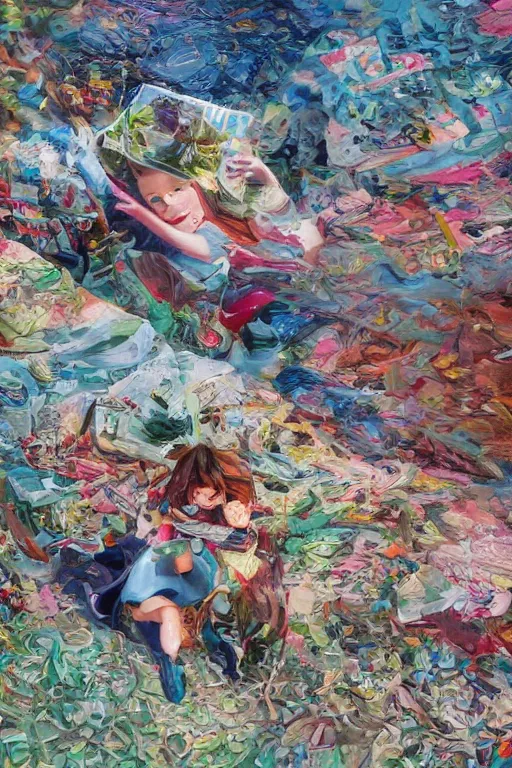 Image similar to highly detailed portrait of beautiful girl reading a book in toy story 3, blurred hands, dynamic pose, stephen bliss, unreal engine, fantasy art by greg rutkowski, loish, rhads, ferdinand knab, makoto shinkai and lois van baarle, ilya kuvshinov, rossdraws, tom bagshaw, global illumination, radiant light, detailed and intricate environment