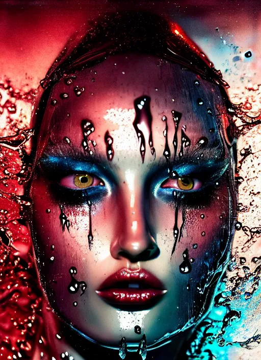 Fierce Glossy Wet Fashion Model Smudged Makeup Stable Diffusion Openart