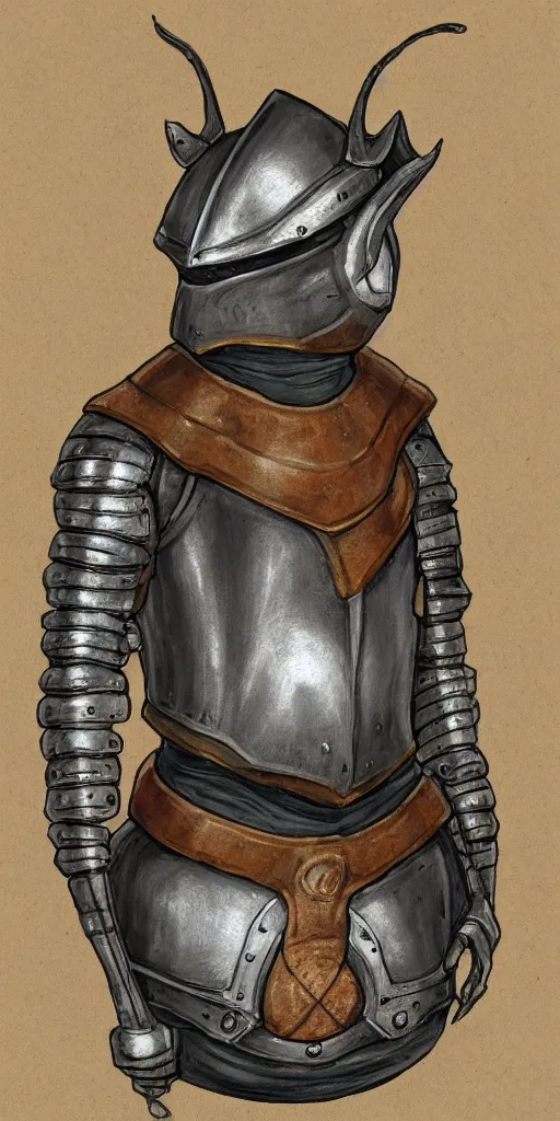 Image similar to Snail-themed medieval armor portrait