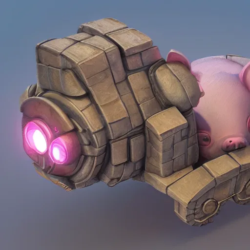 Image similar to Isometric 3D Fantasy Cute and adorable pig spacecraft, Smooth 3D Illustration, soft render, Servando Lupini, Daniil Kudriavtsev, handpaint texture, Blender, 3DCoat H 648