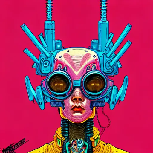 Image similar to portrait painting of a punk chicken - headed cyborg, sharp focus, award - winning, trending on artstation, masterpiece, highly detailed, intricate. art by josan gonzales and moebius and deathburger