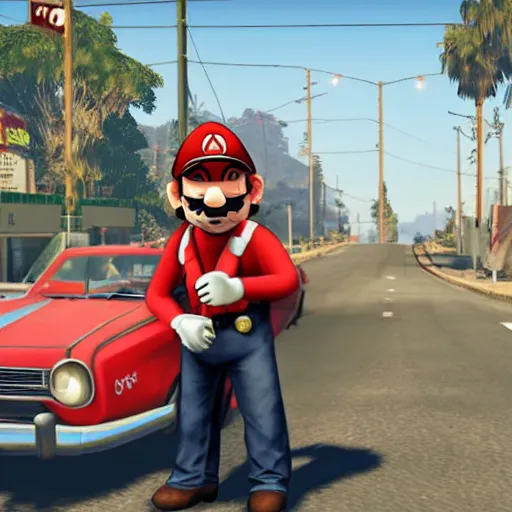 Image similar to GTA V screenshot with mario in it