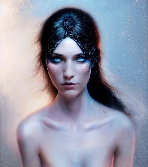 Image similar to lightpainting, diffuse lightpainting, fantasy, intricate wiccan facial lightpainting, elegant light, highly detailed, lifelike, photorealistic, artstation, concept art, smooth, sharp focus, art by john collier, albert aublet, krenz cushart, artem demura, michael bosanko