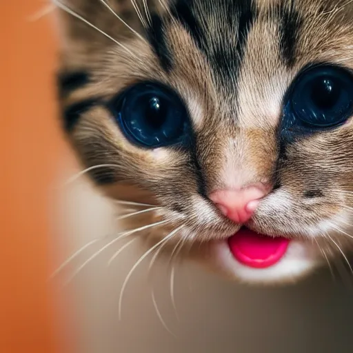 Image similar to a kitten sticking its tongue out