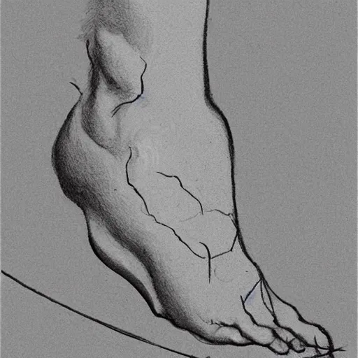 Image similar to a picture of a foot with a feather on it, a detailed drawing by michelangelo, featured on polycount, auto - destructive art, angular, flat shading, 2 d game art