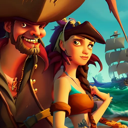 Prompt: jack the pirate and mermaid on sea of thieves game avatar hero, behance hd by jesper ejsing, by rhads, makoto shinkai and lois van baarle, ilya kuvshinov, rossdraws global illumination