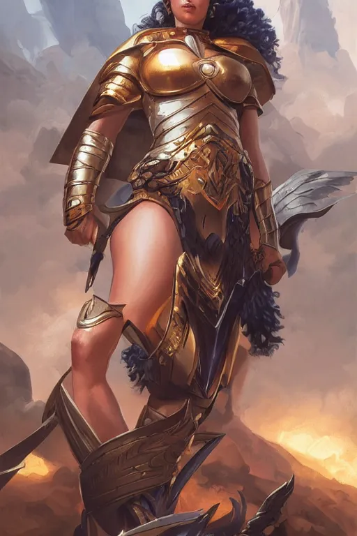 Image similar to amazon valkyrie athena, d & d, fantasy, portrait, highly detailed, headshot, digital painting, trending on artstation, concept art, sharp focus, illustration, art by artgerm and greg rutkowski and magali villeneuve