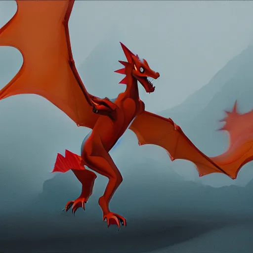 Prompt: a ultra detailed matte painting of a charizard, by Alex Katz, trending on ArtStation,