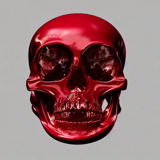 Prompt: transparent red liquid inside in a transparent skull, alexander mcqueen