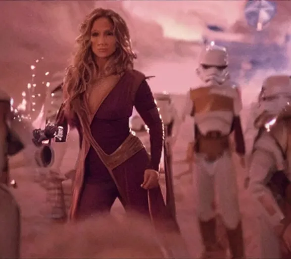 Image similar to a movie still of jennifer lopez as princess leigha in the movie star wars