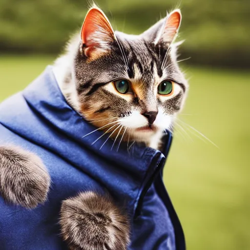 Image similar to yearbook style photo of cat on jacket cowboy