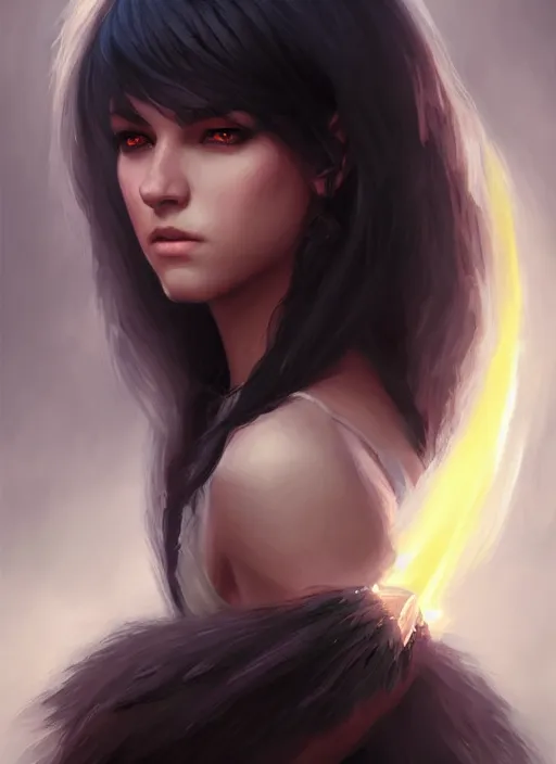 Image similar to a _ fantasy _ style _ portrait _ painting _ of young adult, black fringe hair, round face, rpg dnd oil _ painting _ unreal _ 5 _ daz. _ rpg _ portrait _ extremely _ detailed _ artgerm _ greg _ rutkowski _ greg